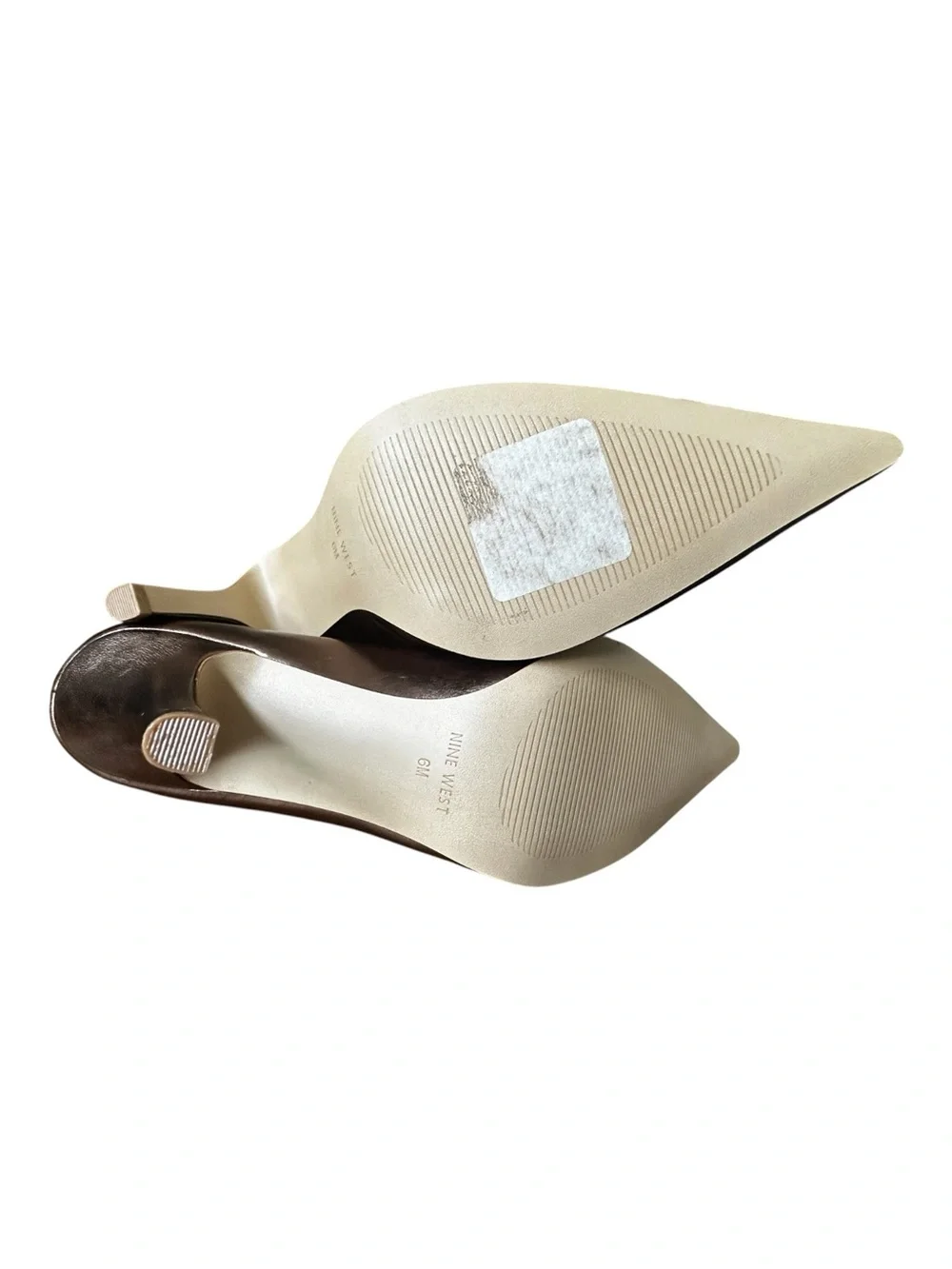 Nine West Barbe Metallic Gold Pointed Toe Pumps Size 6M Heel 4 Inch